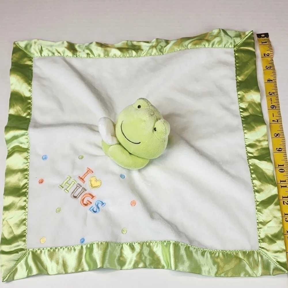 Carter's Frog Rattle I love hugs white  green  polka dots